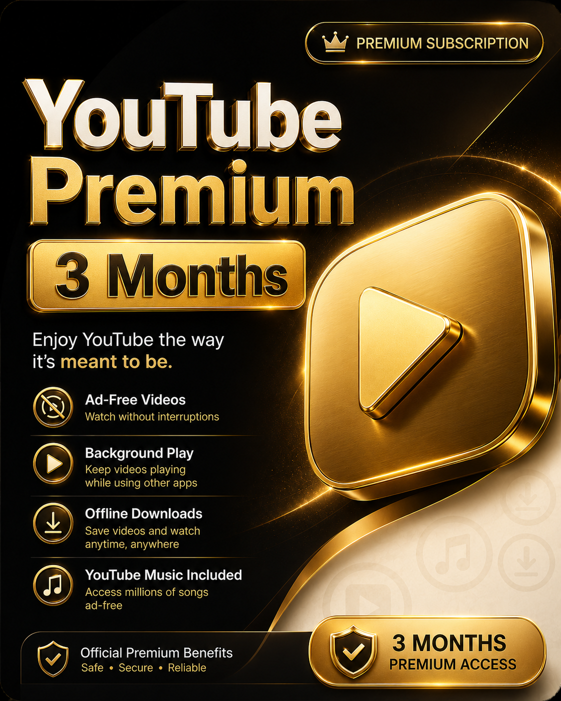 YouTube Premium 3 Months Media Tools